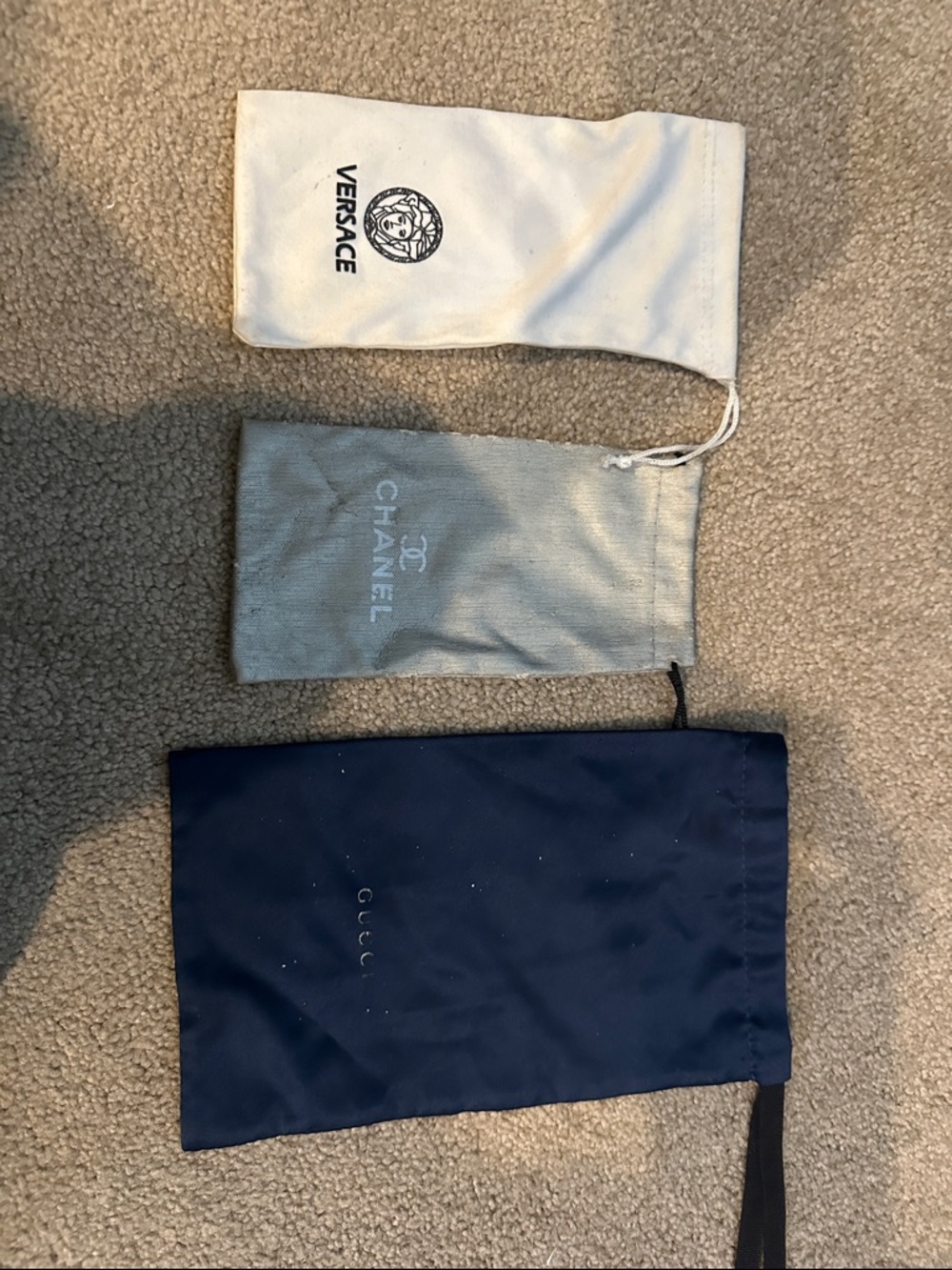 Versace, Chanel, Gucci Dust Bag Set - Navy, Cream, Gray